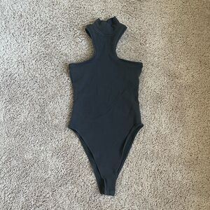 Zara Women's High Neck Cut Out Sleeveless Bodysuit in Vintage Black Size MEDIUM